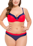 Women Color Block Bikini Set Backless Push Up Padded Underwire Bandage Swimsuit Swimwear Bathing Suit