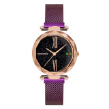 Luxury Rose Gold Women Watches Minimalism Starry sky Magnet Buckle Fashion Casual Female Wristwatch Waterproof Roman Numeral